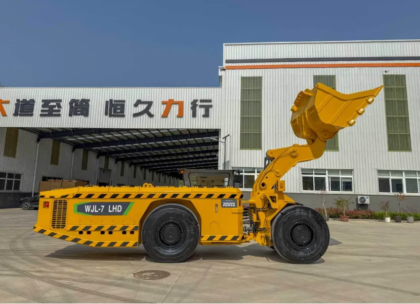 Yellow WJL-7 mining loader, side view