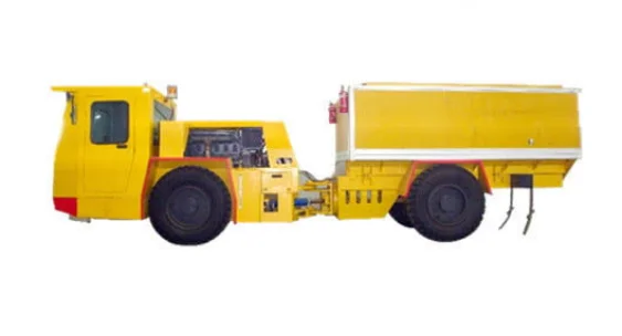 Underground mining explosive transport vehicle