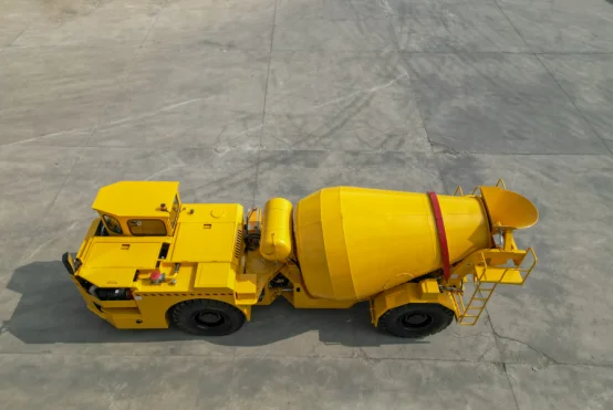 Mining concrete mixer truck overhead view