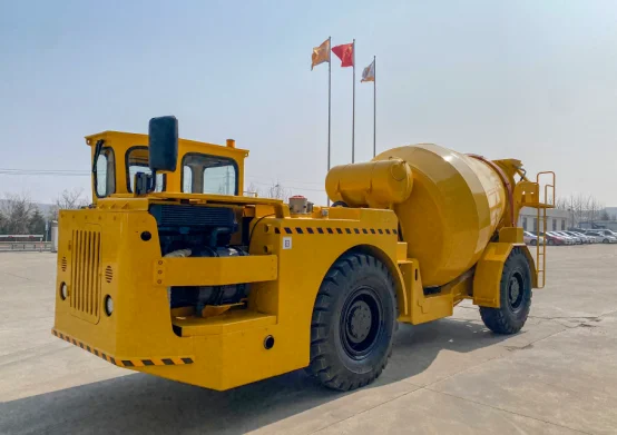 Underground concrete mixer truck side view